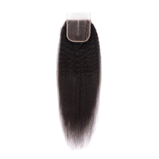 Center Wig Remy Hair 4x4 Yaki Straight Closure
