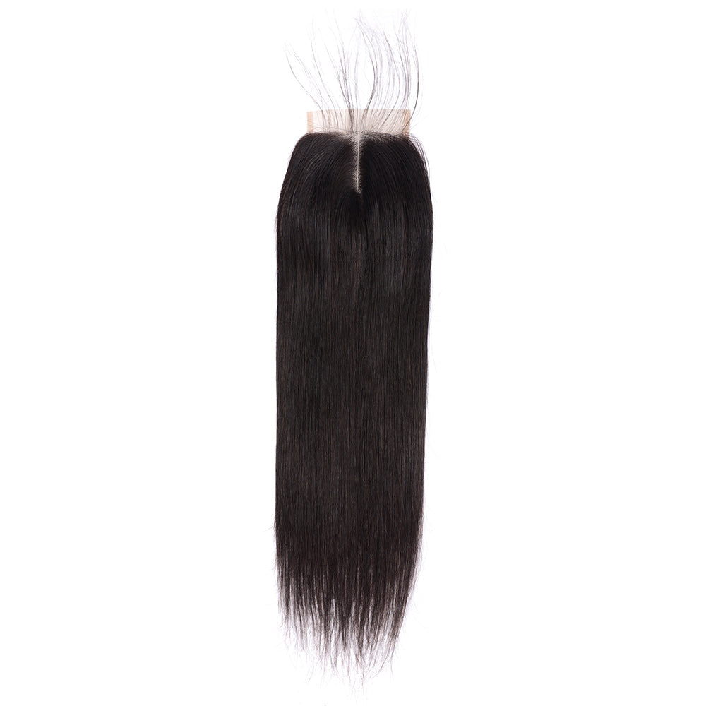 Center Wig Remy Hair 4x4 Straight Closure