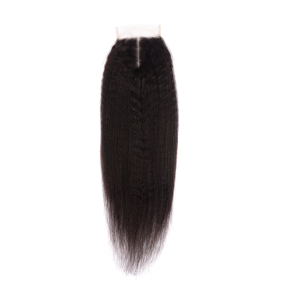 Center Wig Remy Hair 4x4 Yaki Straight Closure