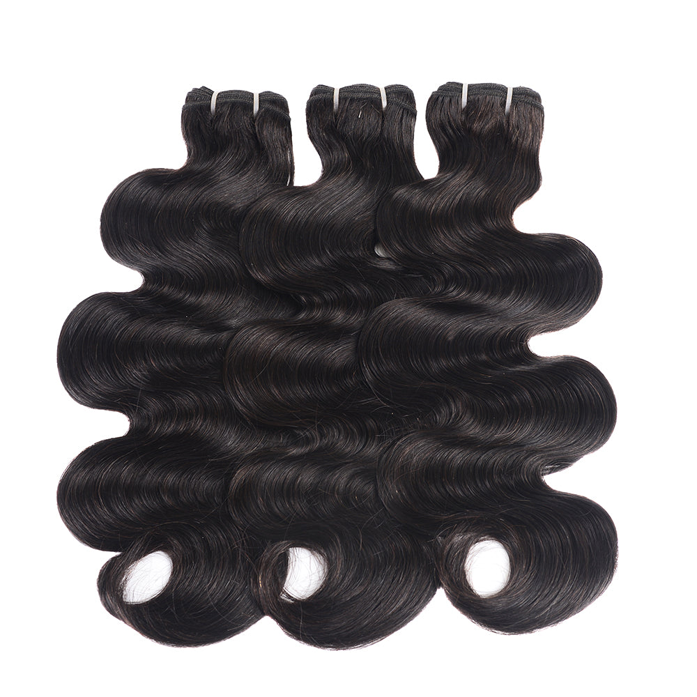 Center Wig Remy Hair Black Body Wave Bundles Laotian Weaving