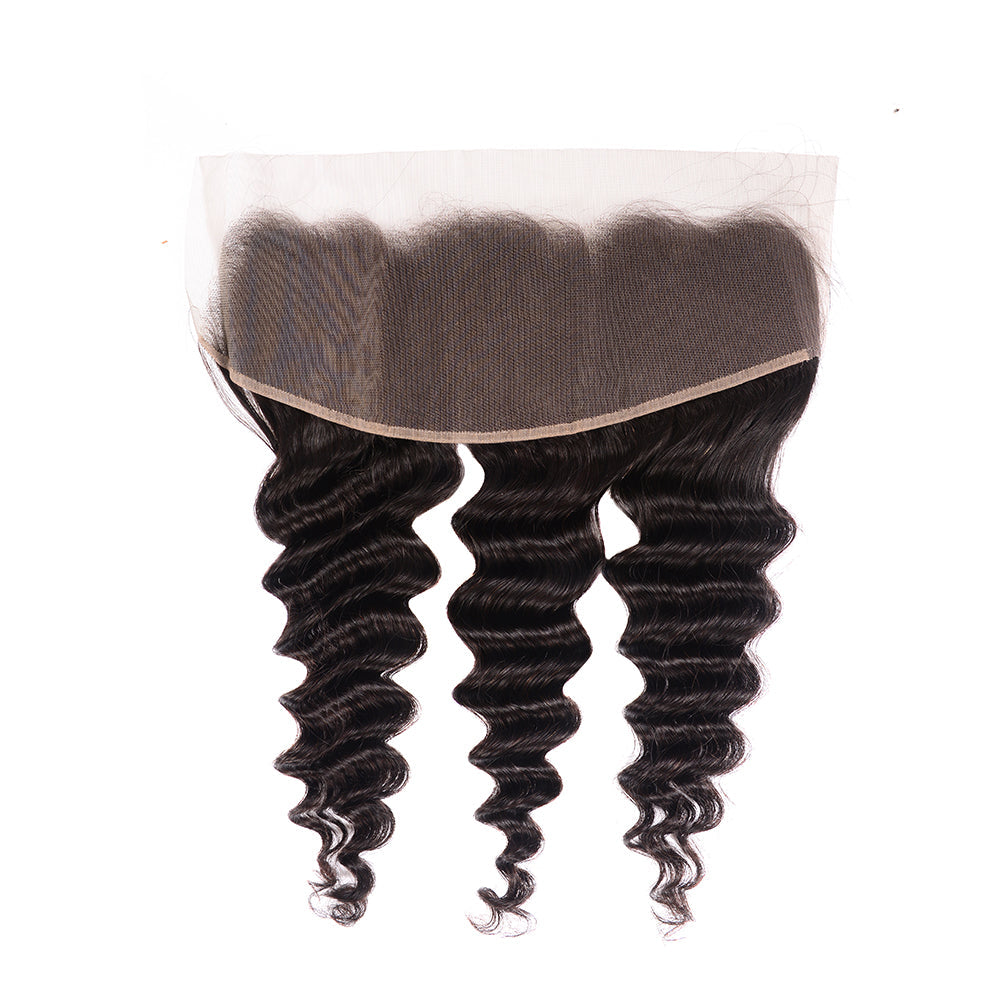 Center Wig Remy Hair 13x4 Deep Wave HD Frontal