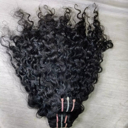 Center Wig Natural Black Single Drawn Indian Hair Bundles