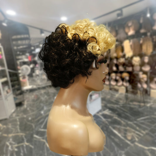 Center Wig Machine-Made Black Wig Remy Hair TC004