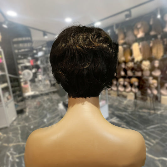 Center Wig Machine-Made Black Wig Remy Hair TC041