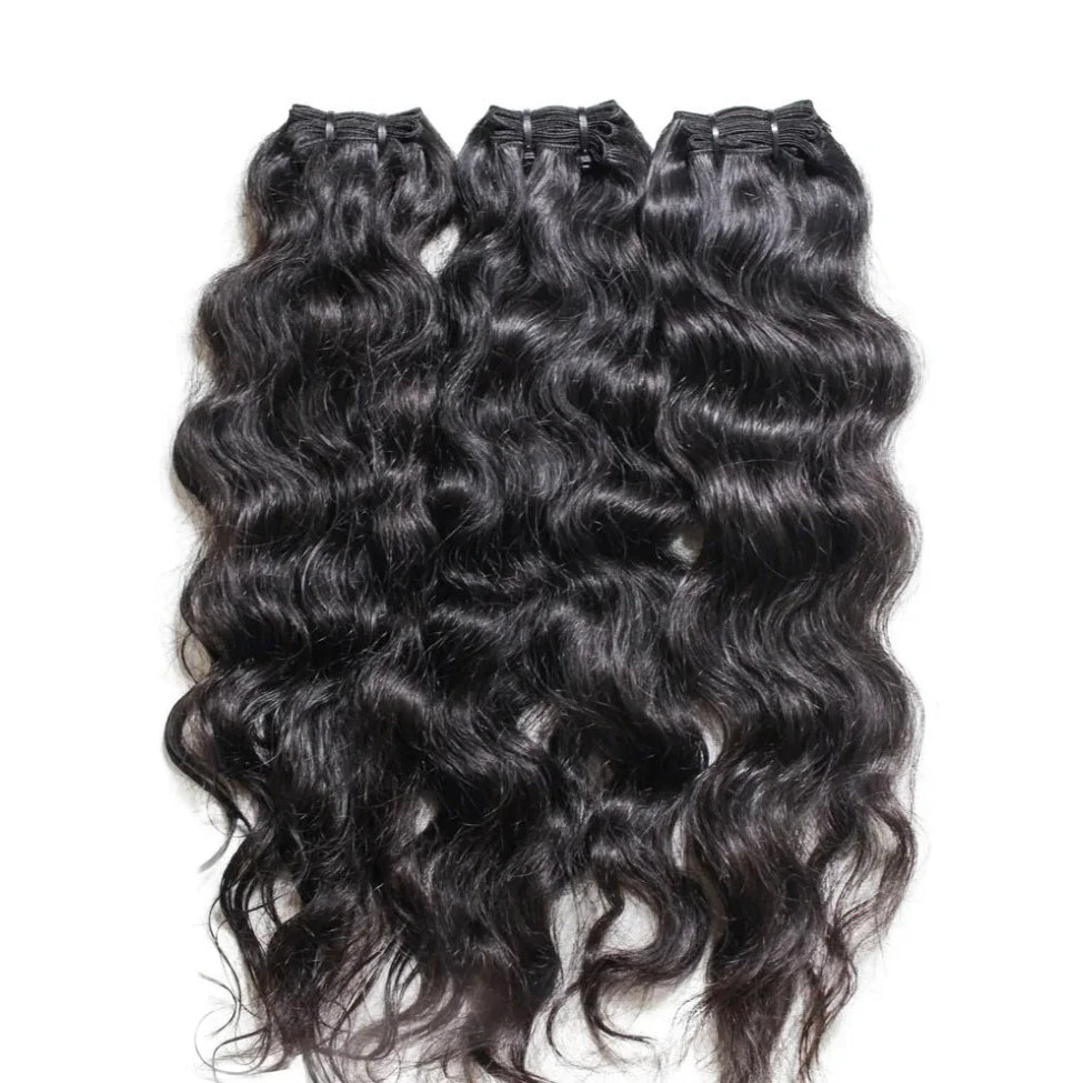 Center Wig Natural Black Single Drawn Indian Hair Bundles