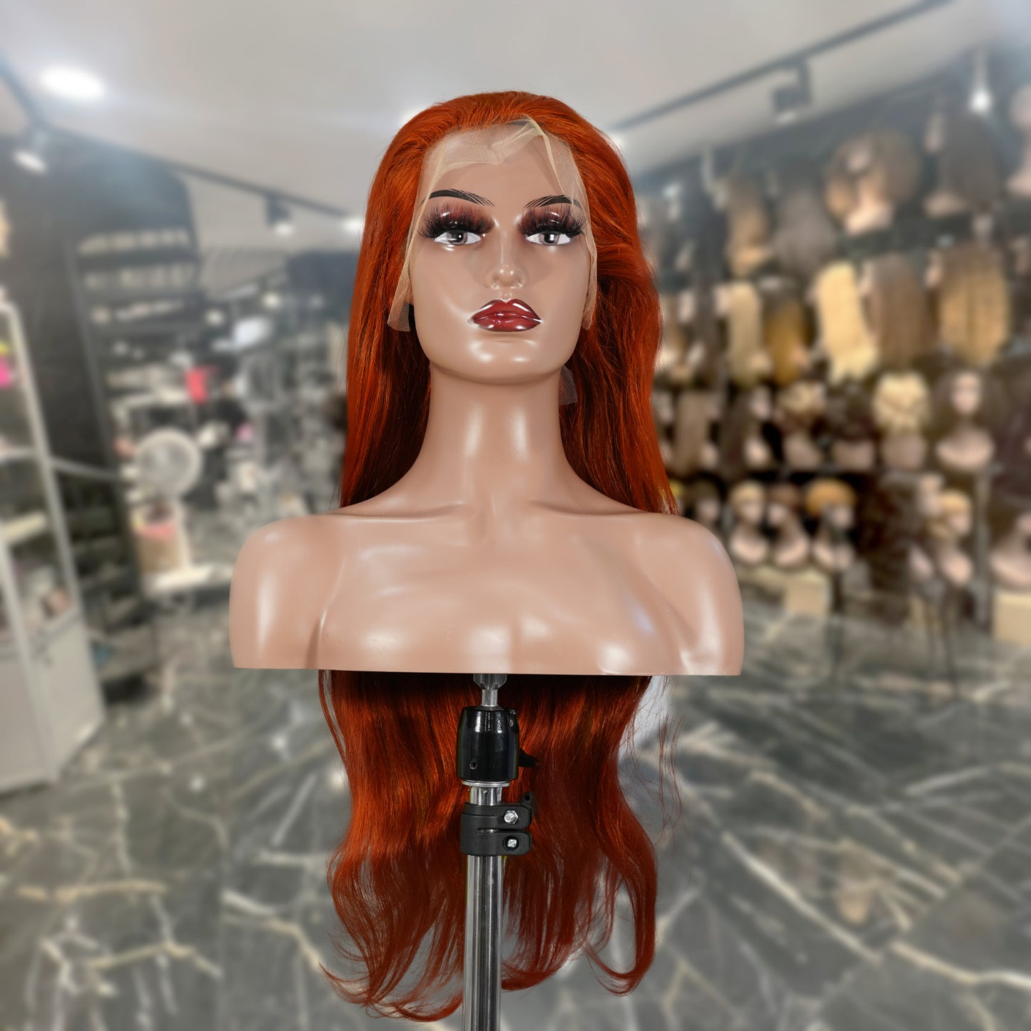 Center Wig 13x4 Straight Lace Front Wig 350 Orange 26 Inch Remy Hair