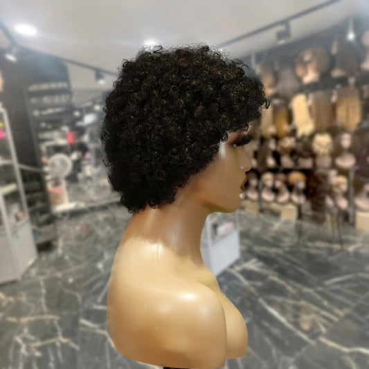 Center Wig Machine-Made Black Wig Remy Hair H023