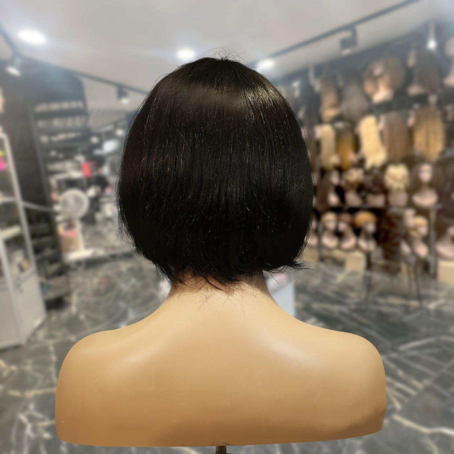 Center Wig Machine-Made Black Wig Remy Hair H009