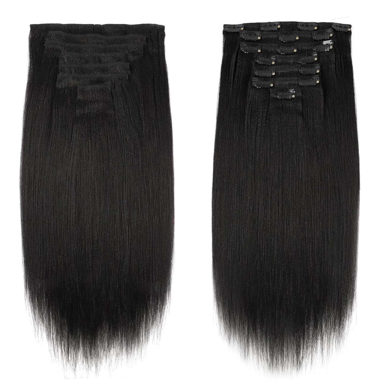 Center Wig Asian Raw Hair Straight Clip In Hair Extensions