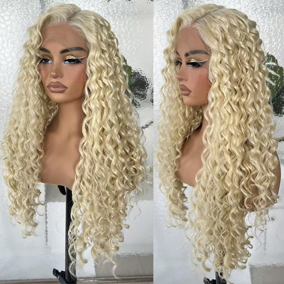 Center Wig 13x4 Deep Wave Lace Front Wig 613 Remy Hair