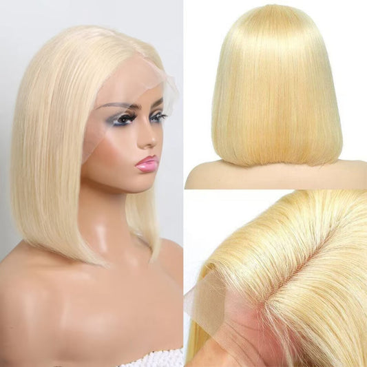 Center Wig 13x4 Straight Bob Lace Front Wig 613 Remy Hair