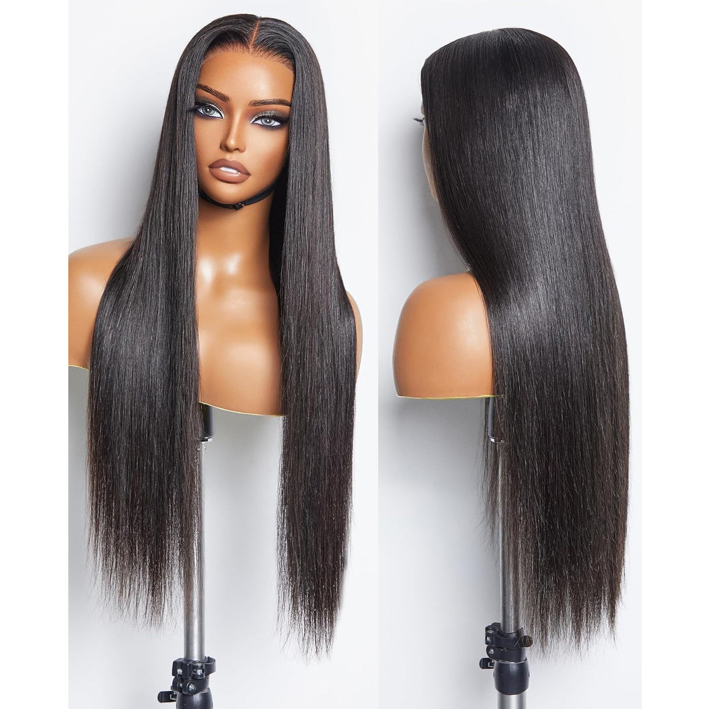 Center Wig 13x4 Straight HD Lace Front Wig Natural Black Remy Hair