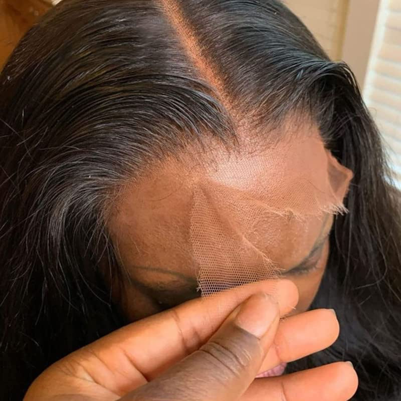 Center Wig 13x4 Straight HD Lace Front Wig Natural Black Remy Hair