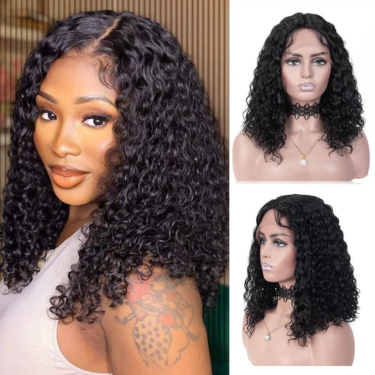 Center Wig 13x4 Straight Lace Front Wig Natural Black Remy Hair Bob