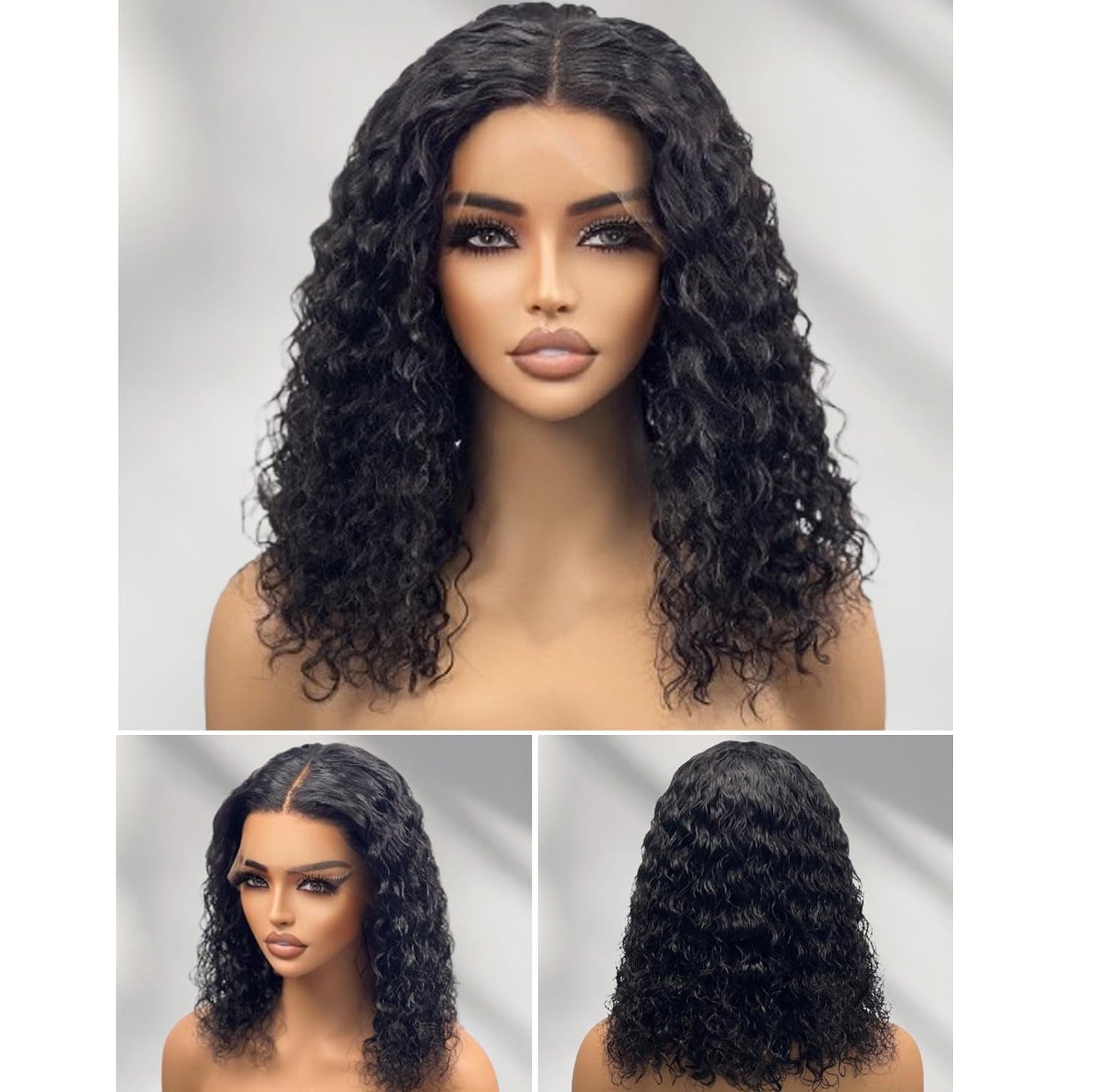 Center Wig 13x4 Straight Lace Front Wig Natural Black Remy Hair Bob