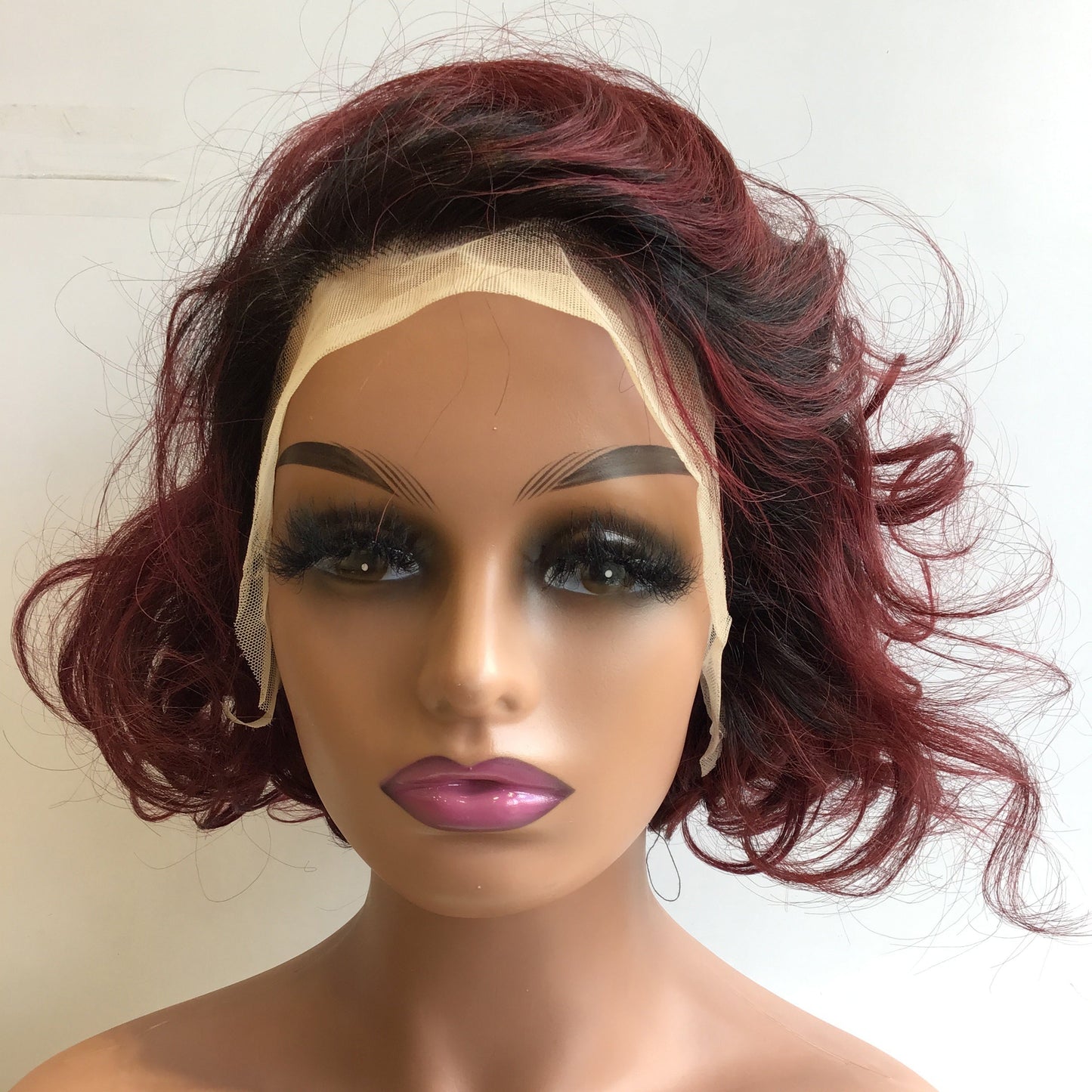 Center Wig 13x4 Loose Wave Lace Front Wig Color Remy Hair 8 Inch