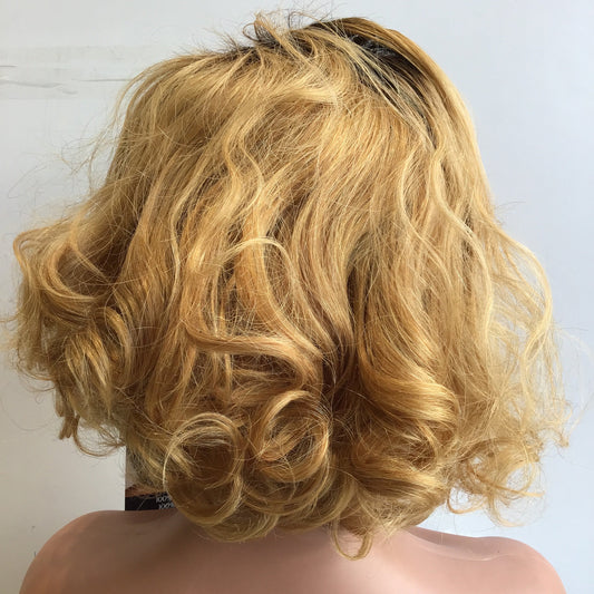 Center Wig 13x4 Loose Wave Lace Front Wig Color Remy Hair 8 Inch