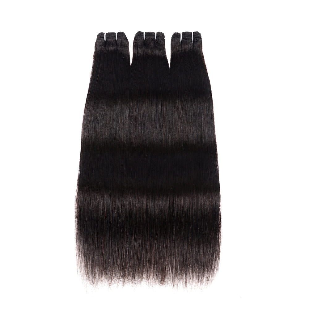 Center Wig Remy Hair Black Straight Bundles Laotian Weaving