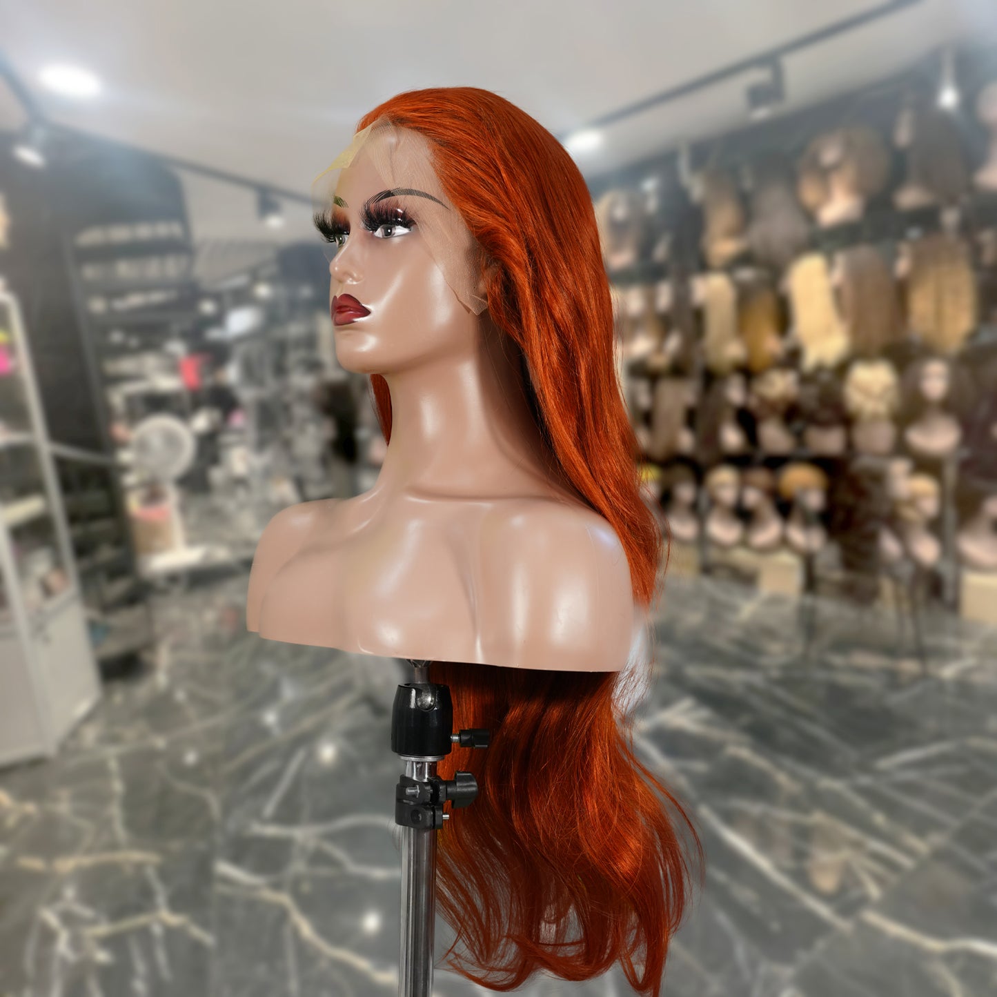 Center Wig 13x4 Straight Lace Front Wig 350 Orange 26 Inch Remy Hair