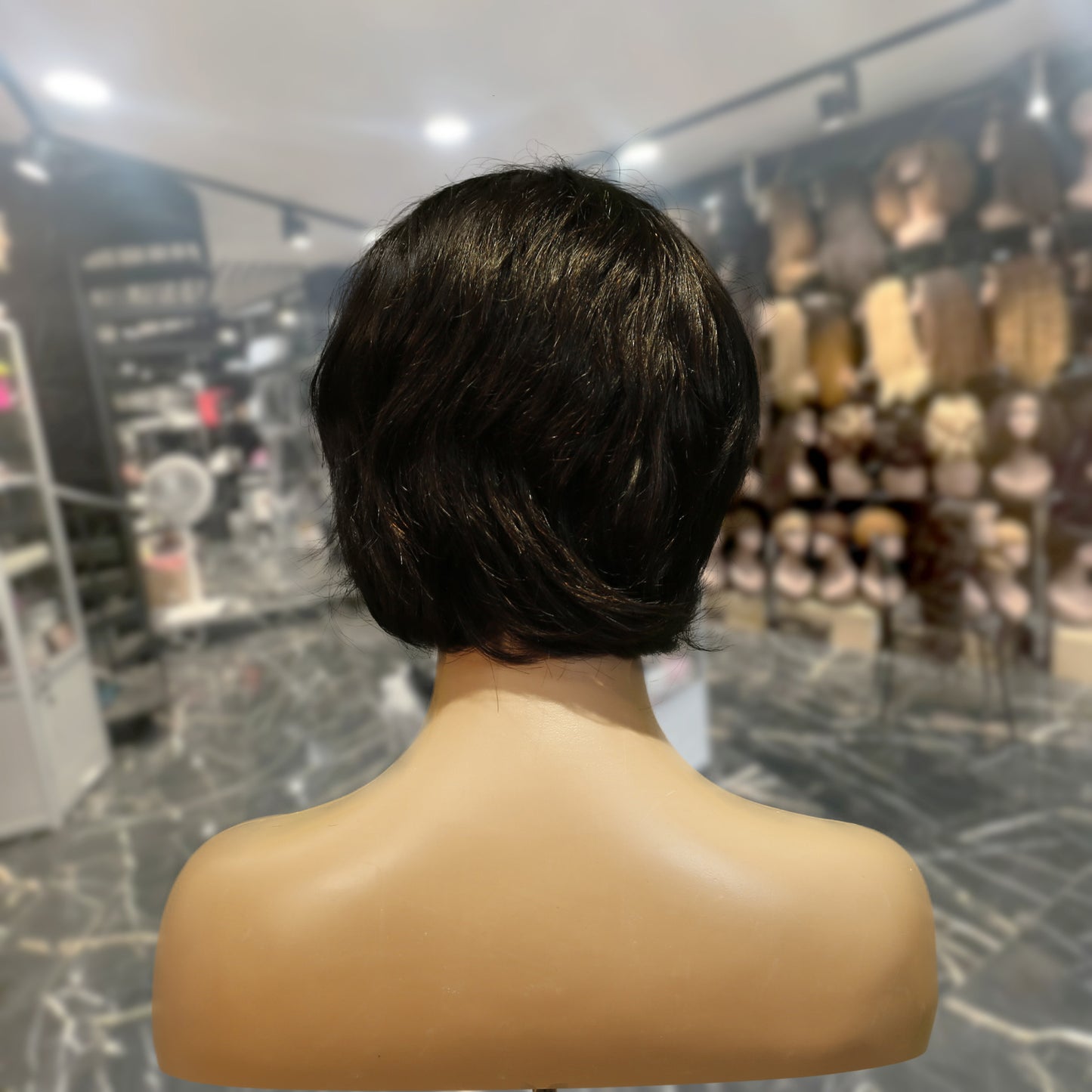 Center Wig Machine-Made Black Wig Remy Hair TC063