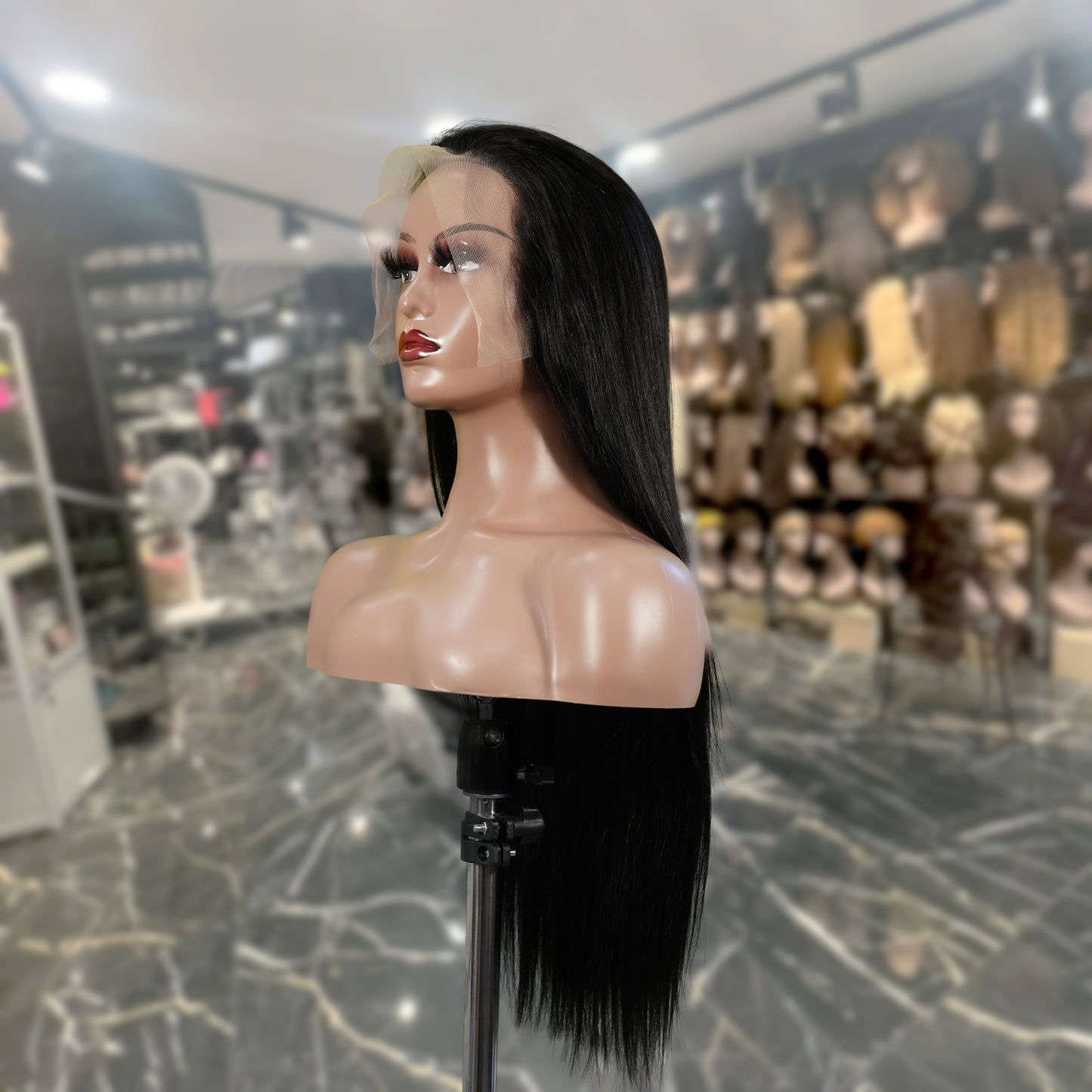 Center Wig 13x6 Double Drams Straight Lace Front Wig Black Remy Hair