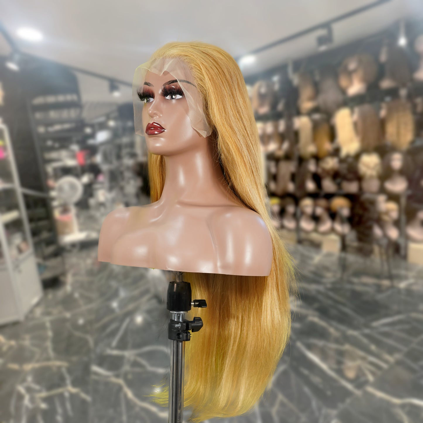 Center Wig 13x4 Straight Lace Front Wig 27 Honey Blonde Remy Hair