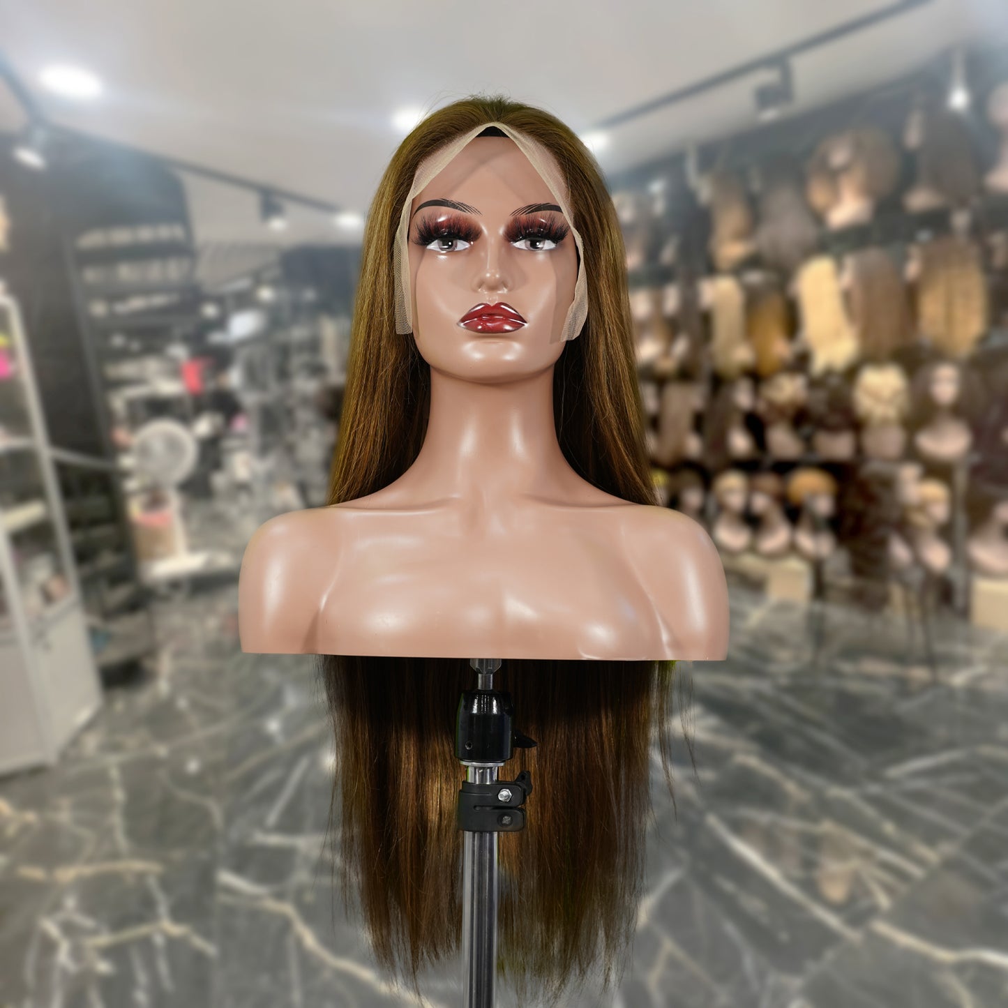 Center Wig 13x4 Straight Lace Front Wig m4&27 Highlight Remy Hair 26 Inch