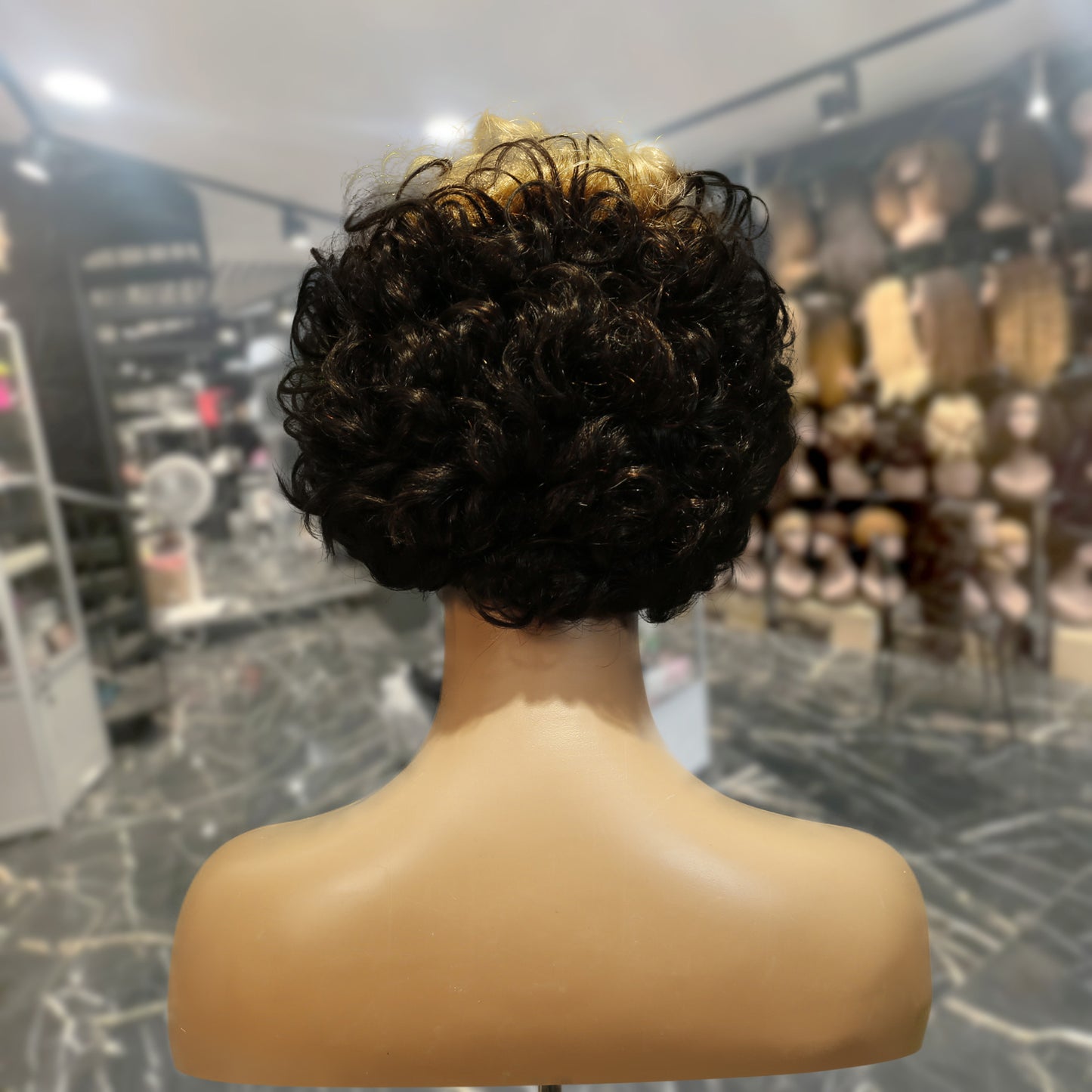 Center Wig Machine-Made Black Wig Remy Hair TC004