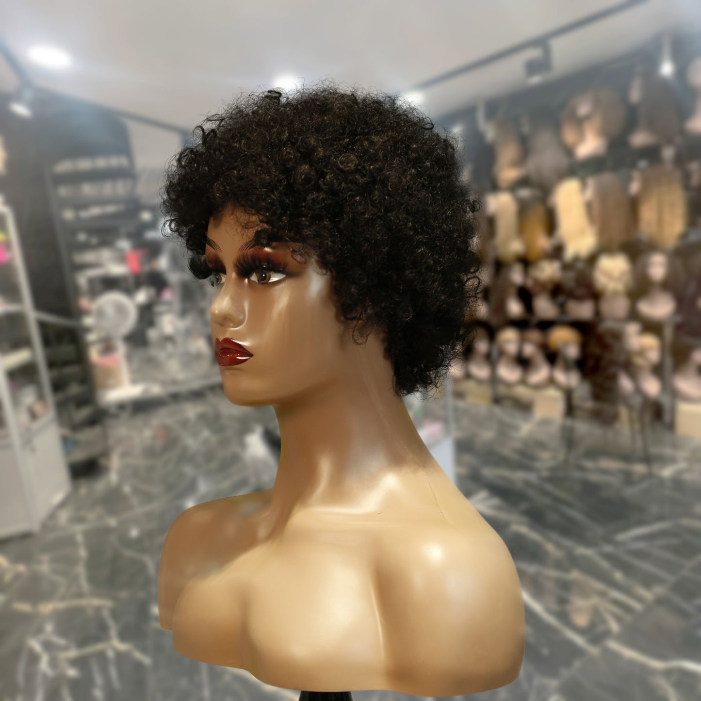 Center Wig Machine-Made Black Wig Remy Hair H023