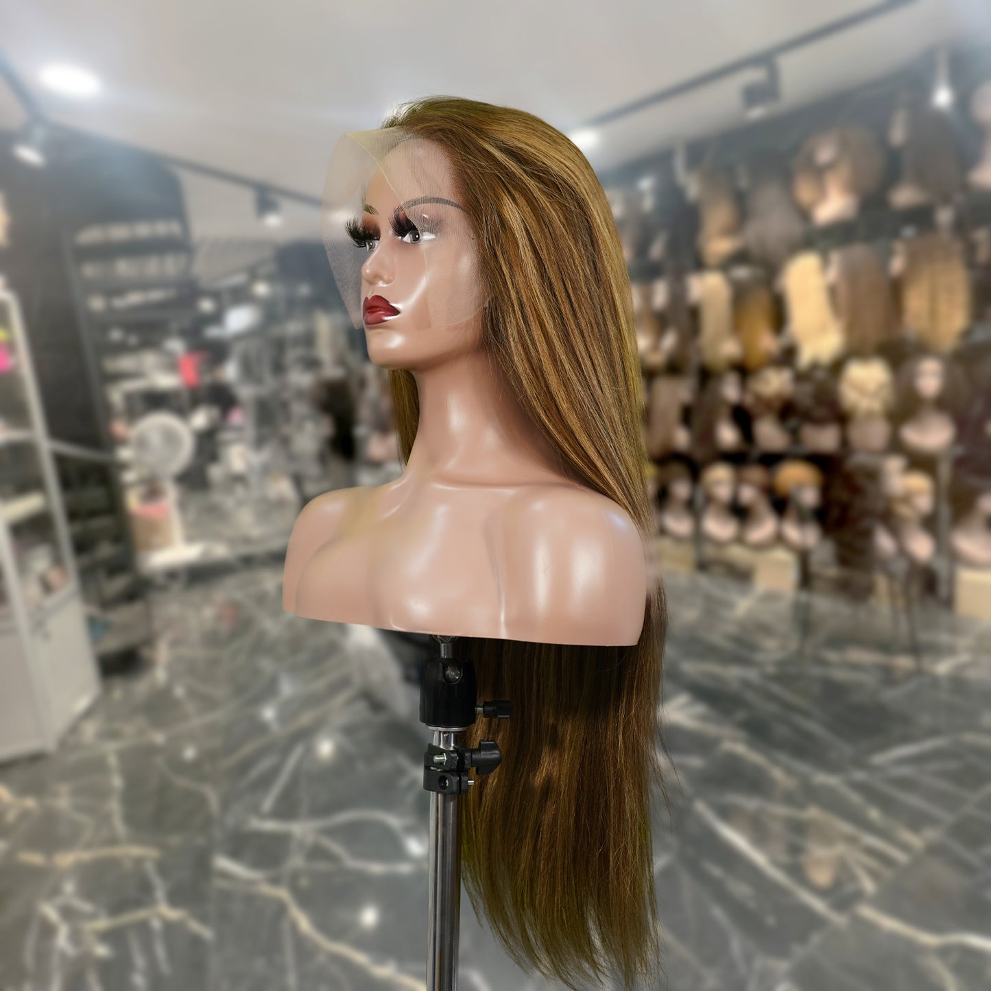 Center Wig 13x4 Straight Lace Front Wig m4&27 Highlight Remy Hair 26 Inch