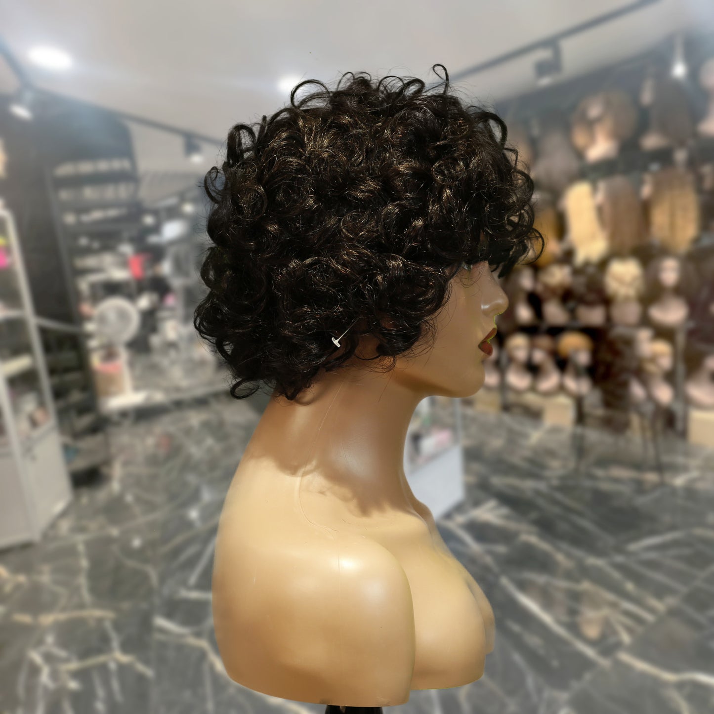 Center Wig Machine-Made Black Wig Remy Hair TC002