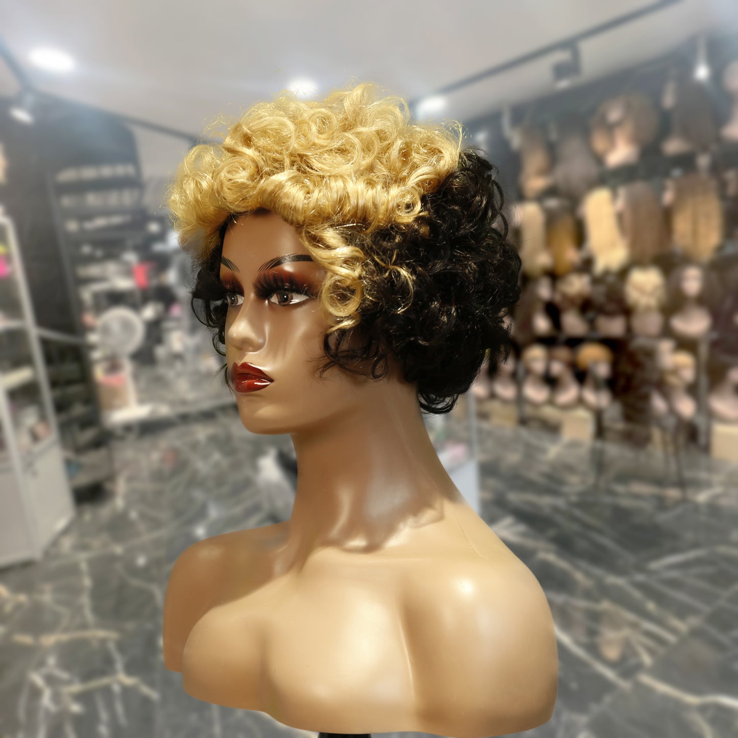 Center Wig Machine-Made Black Wig Remy Hair TC004