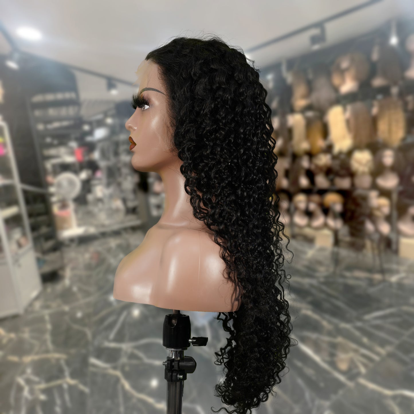 Center Wig Natural Black Asian Raw Hair 13x6 HD Lace Front Wig Deep Wave Human Hair Wig