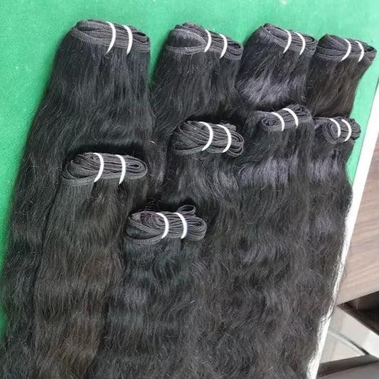 Center Wig Natural Black Double Drawn Indian Hair Bundles