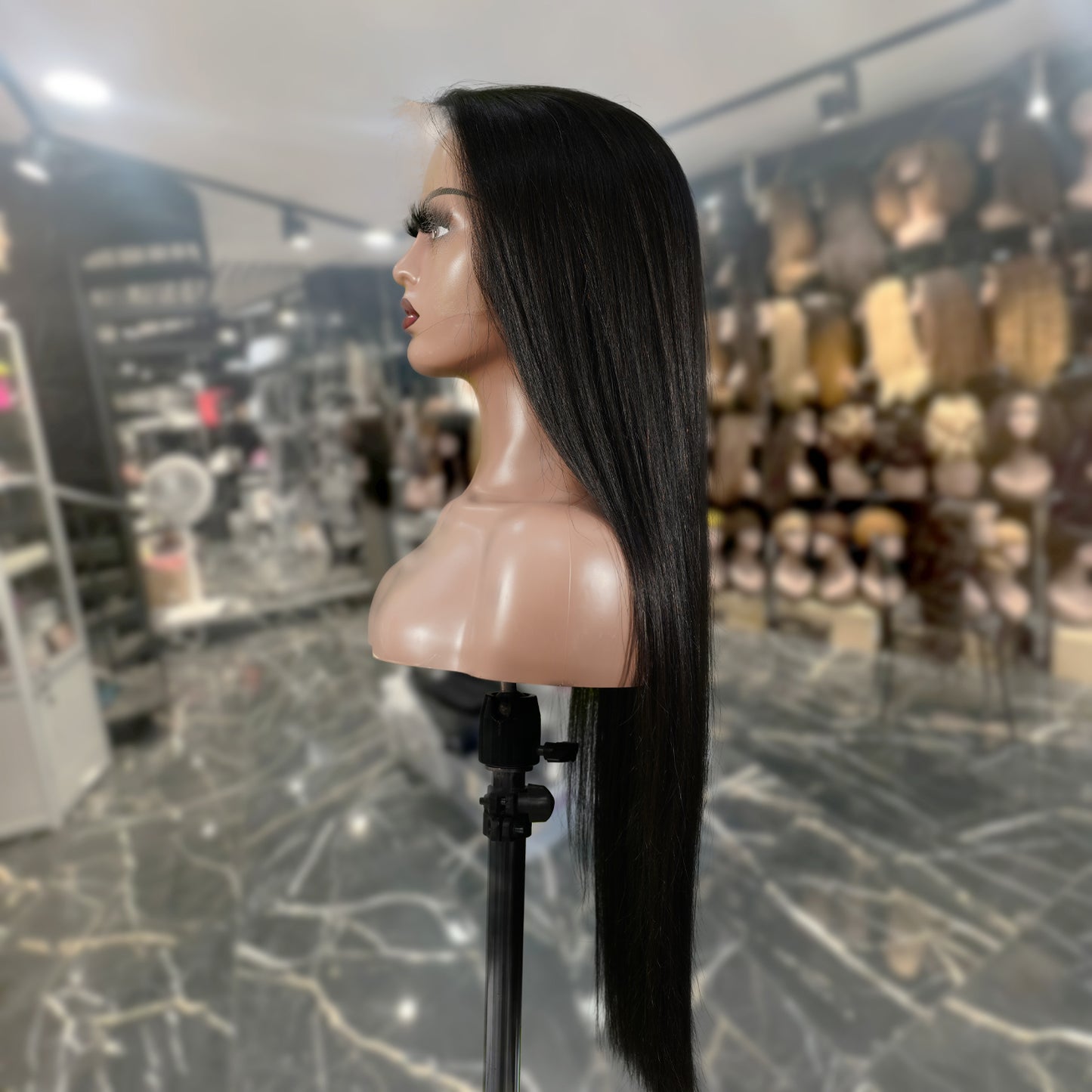 Center Wig Natural Black Asian Raw Hair 13x6 HD Lace Front Wig Straight Human Hair Wig