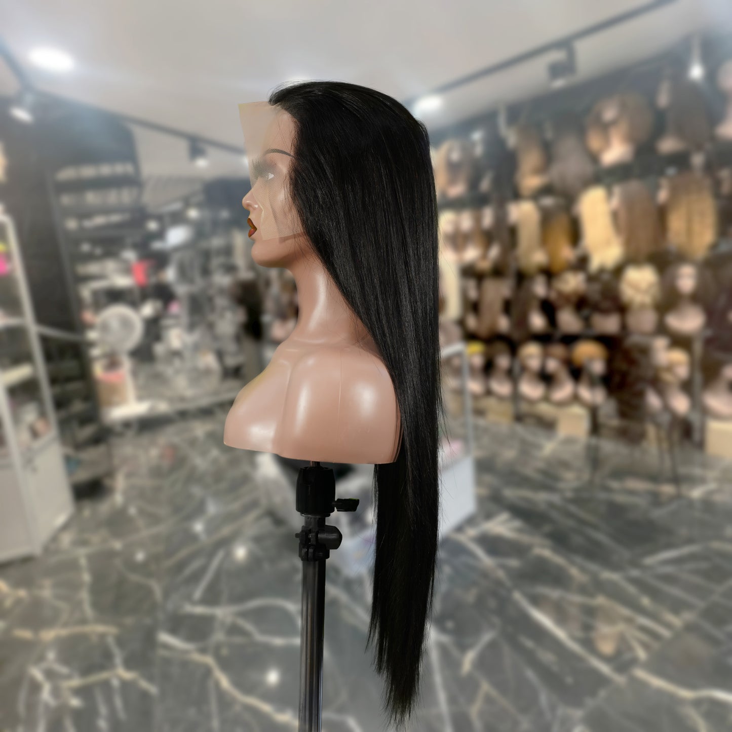 Center Wig 13x6 Double Drams Straight Lace Front Wig Black Remy Hair