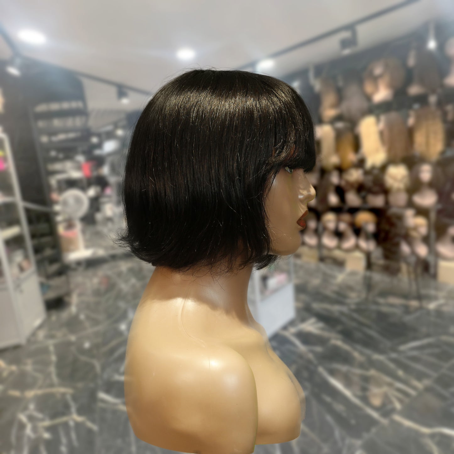 Center Wig Machine-Made Black Wig Remy Hair TC027
