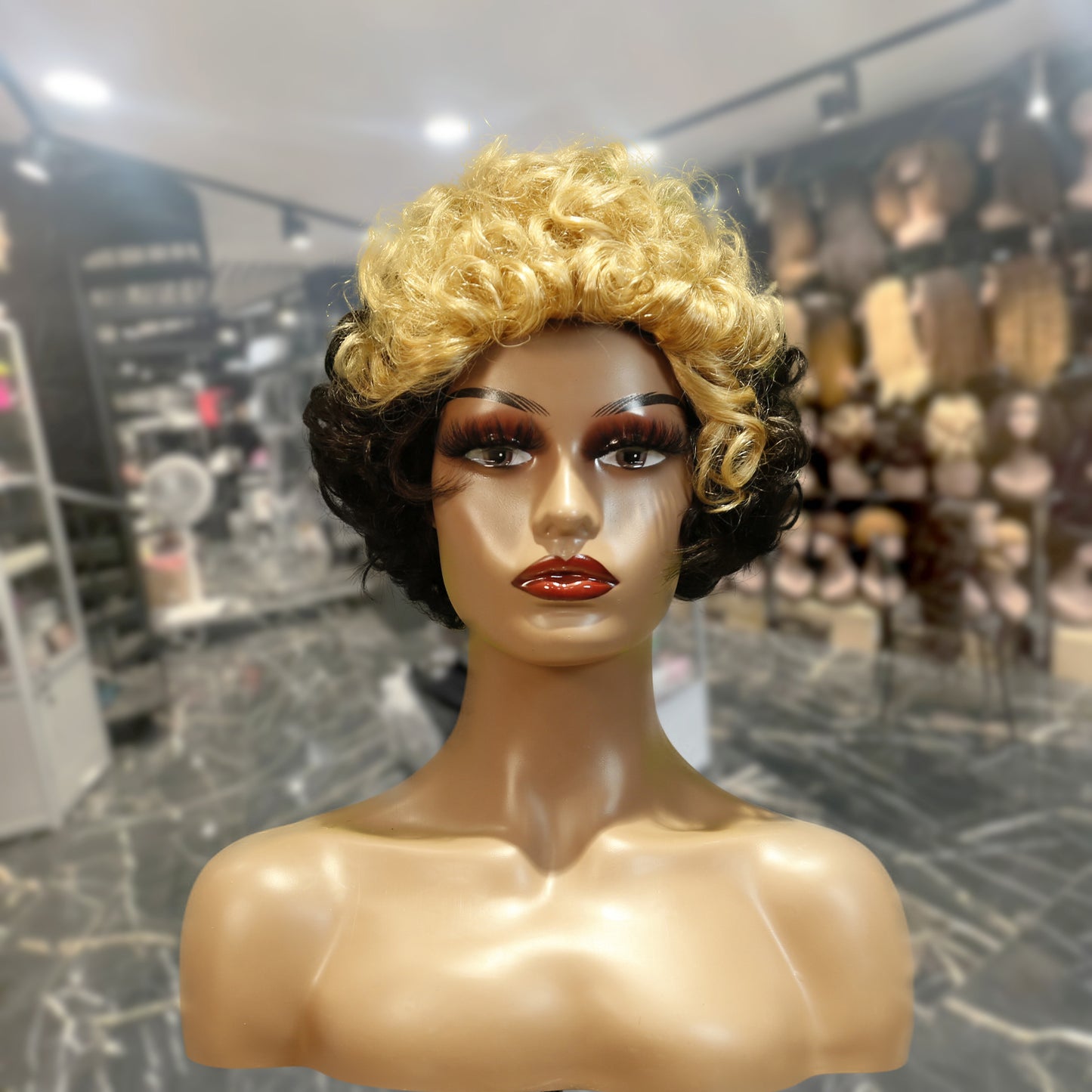 Center Wig Machine-Made Black Wig Remy Hair TC004
