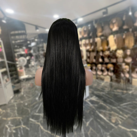 Center Wig 13x6 Double Drams Straight Lace Front Wig Black Remy Hair