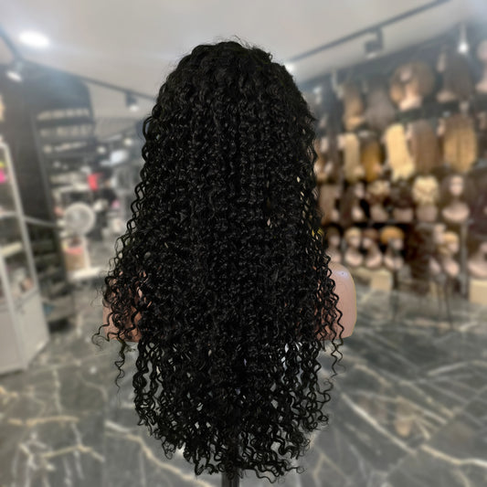 Center Wig Natural Black Asian Raw Hair 13x6 HD Lace Front Wig Deep Wave Human Hair Wig