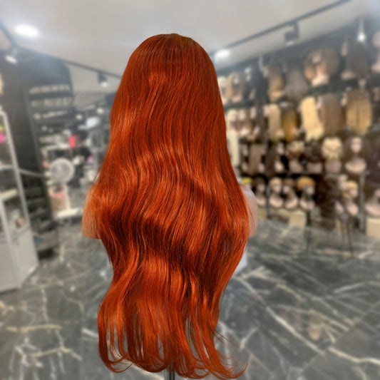 Center Wig 13x4 Straight Lace Front Wig 350 Orange 26 Inch Remy Hair
