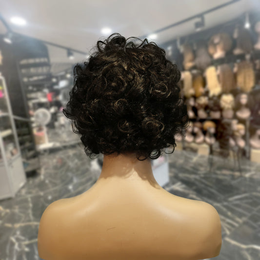 Center Wig Machine-Made Black Wig Remy Hair TC002