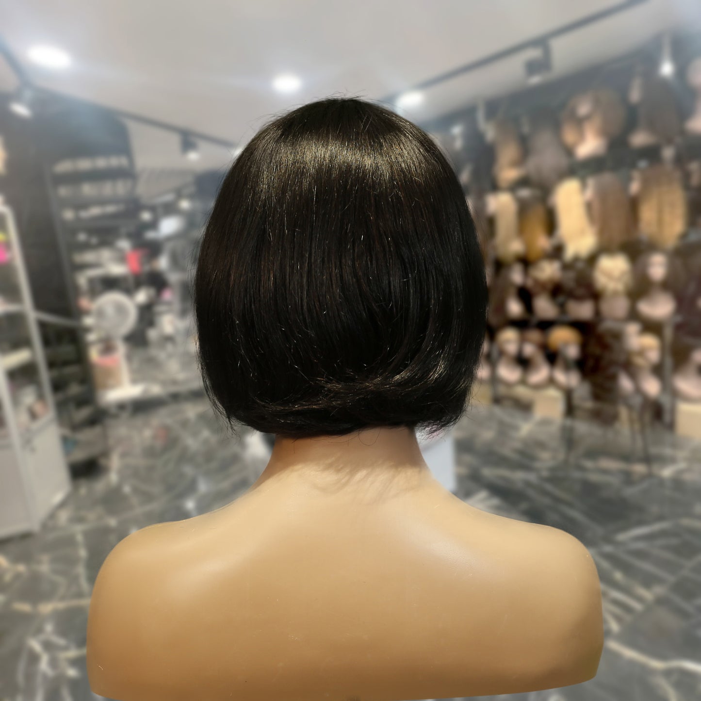 Center Wig Machine-Made Black Wig Remy Hair TC027