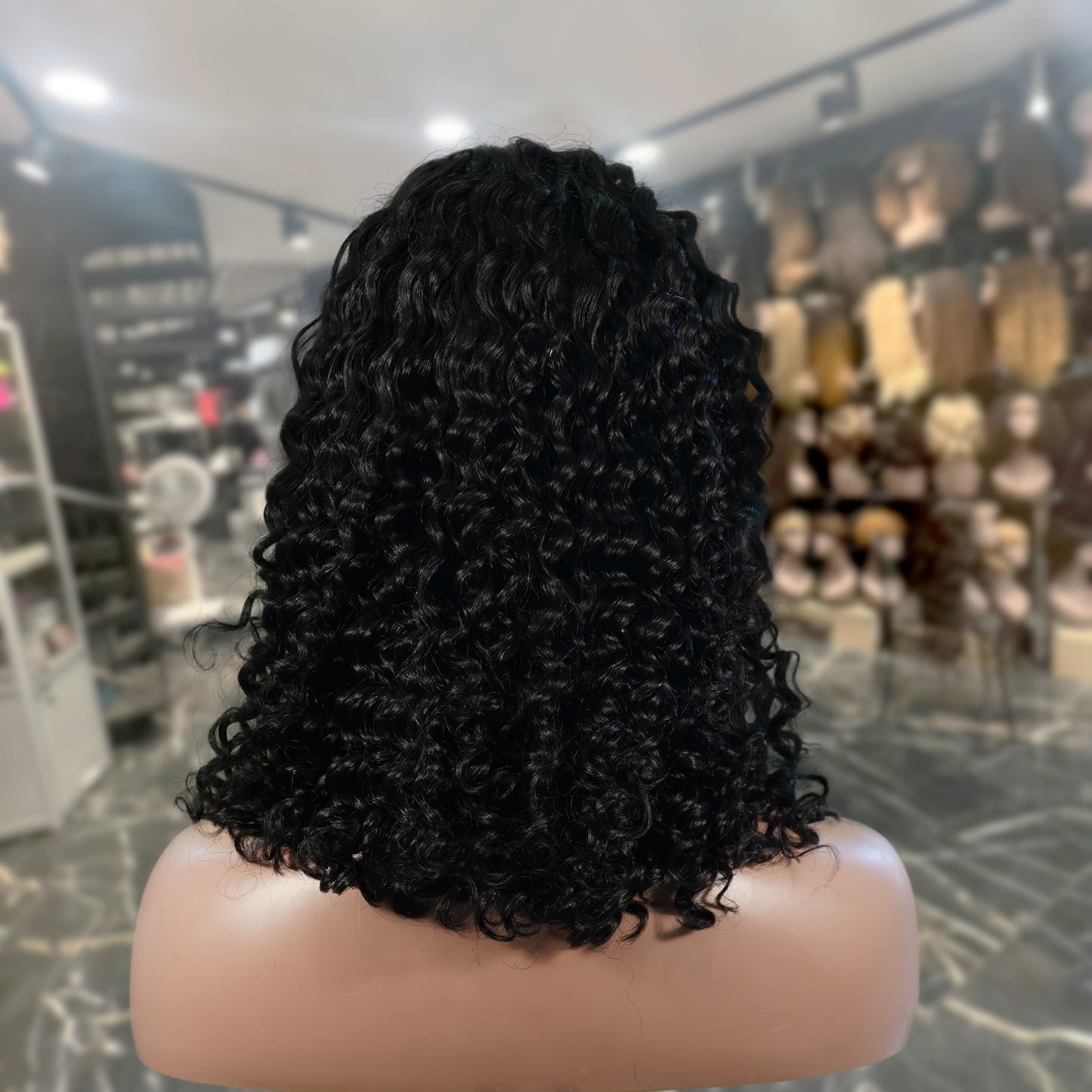Center Wig Natural Black Remy Hair 2x6 Lace Closure Deep Wave Bob Human Hair Wig