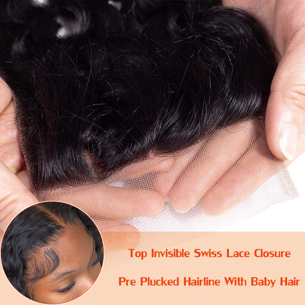 Center Wig Remy Hair 4x4 Jerry Curly Closure