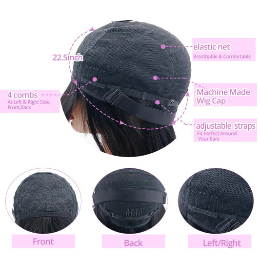 Center Wig Machine-Made Black Wig Remy Hair TC010