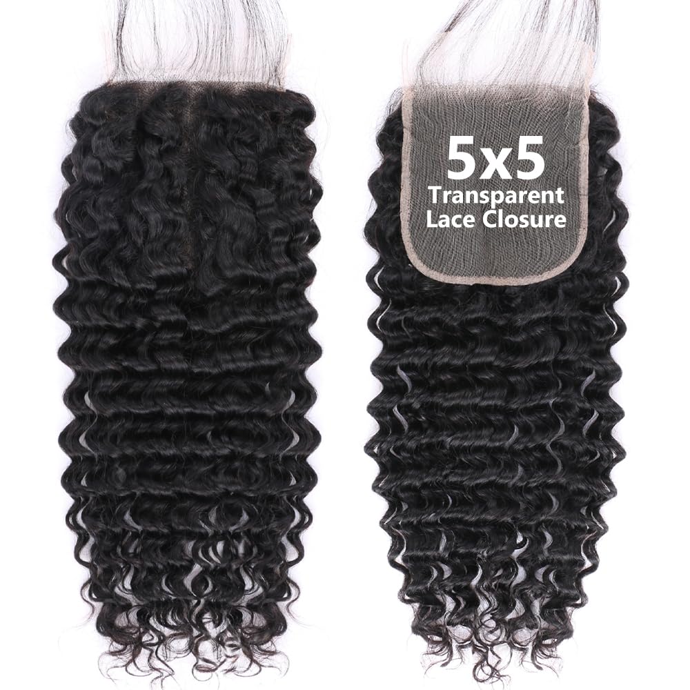 Center Wig Remy Hair 5x5 Deep Wave Closure