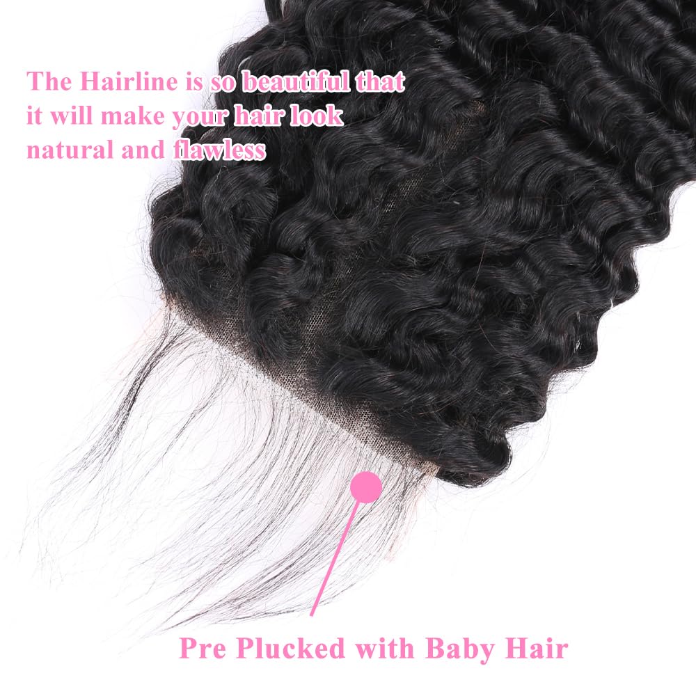 Center Wig Remy Hair 5x5 Deep Wave Closure
