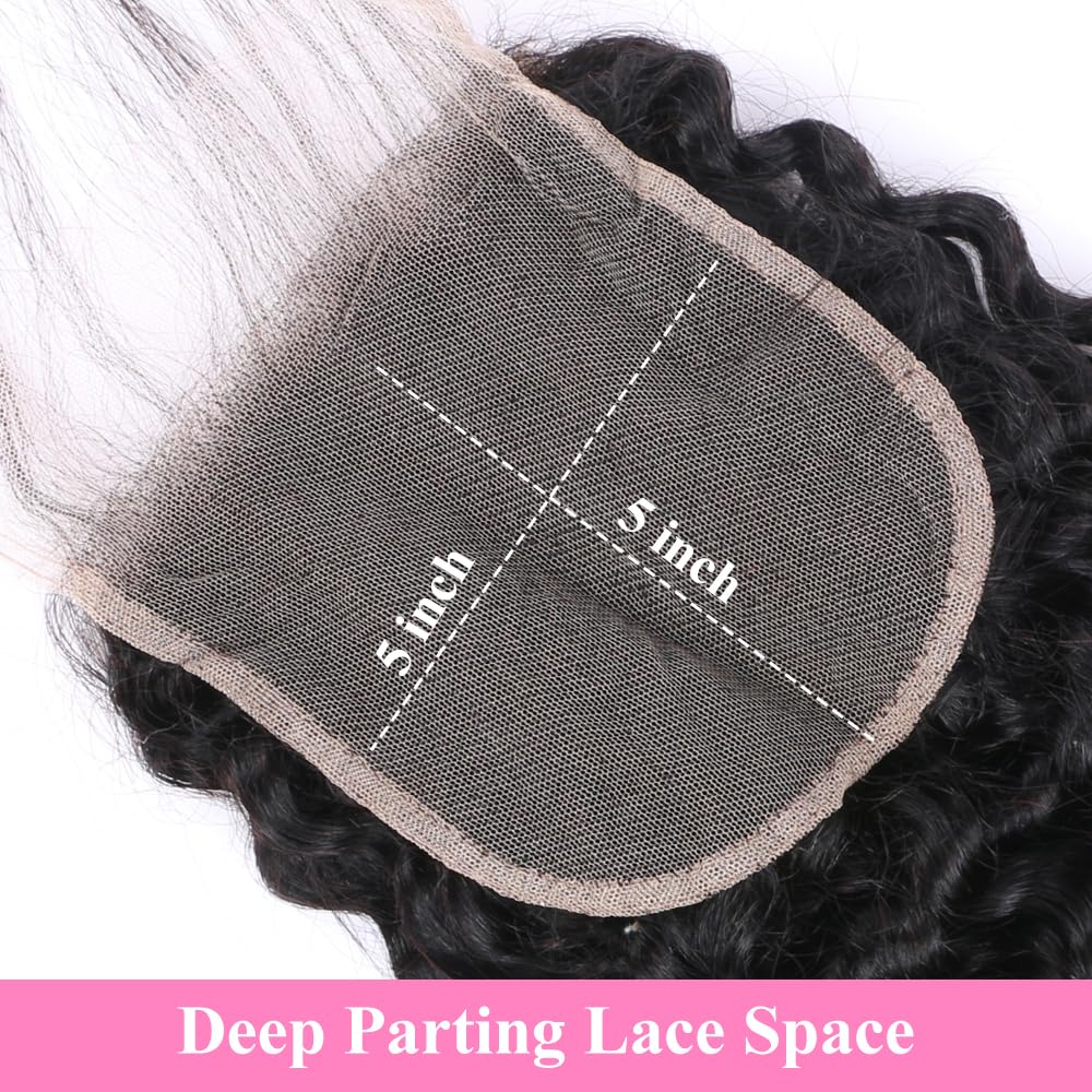 Center Wig Remy Hair 5x5 Deep Wave Closure