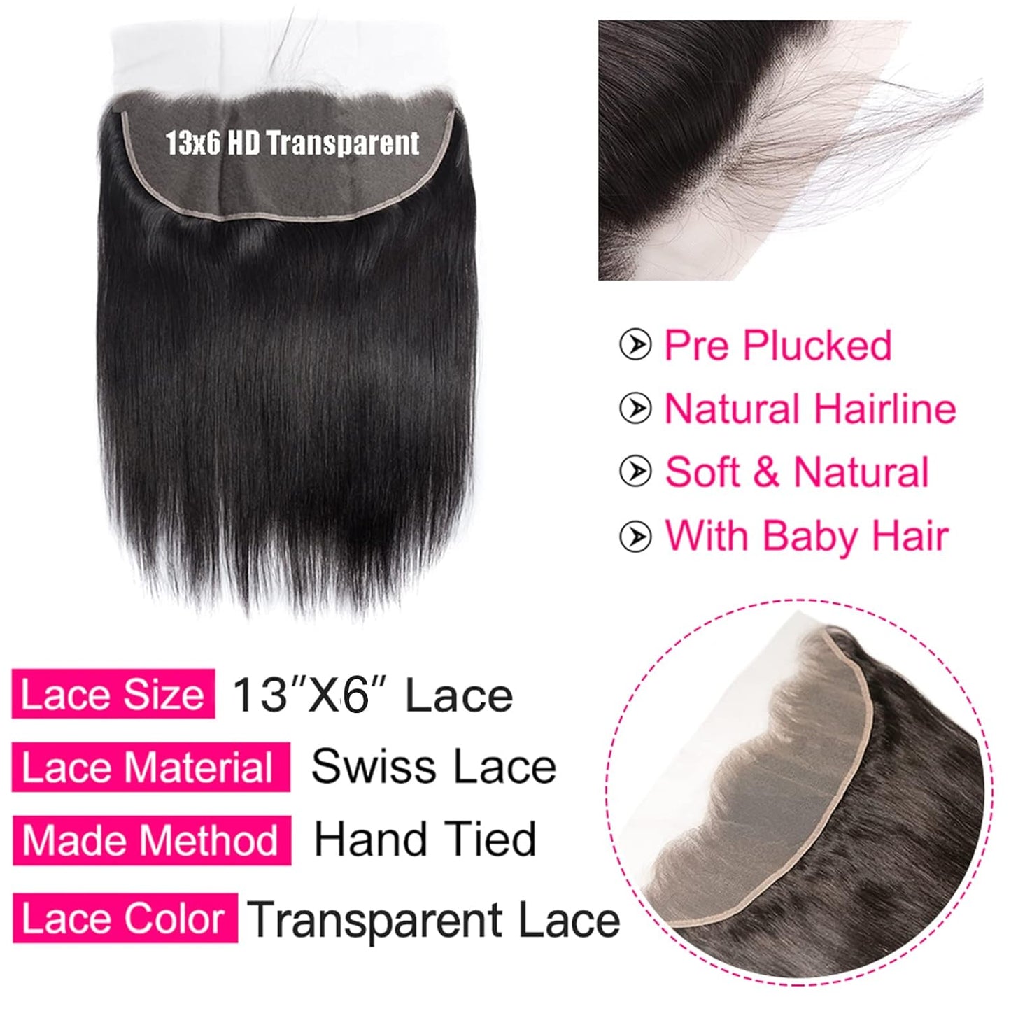 Center Wig Asian Raw Hair 13x6 Straight HD Frontal